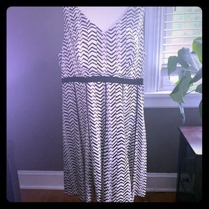 White and black chevron print sun dress